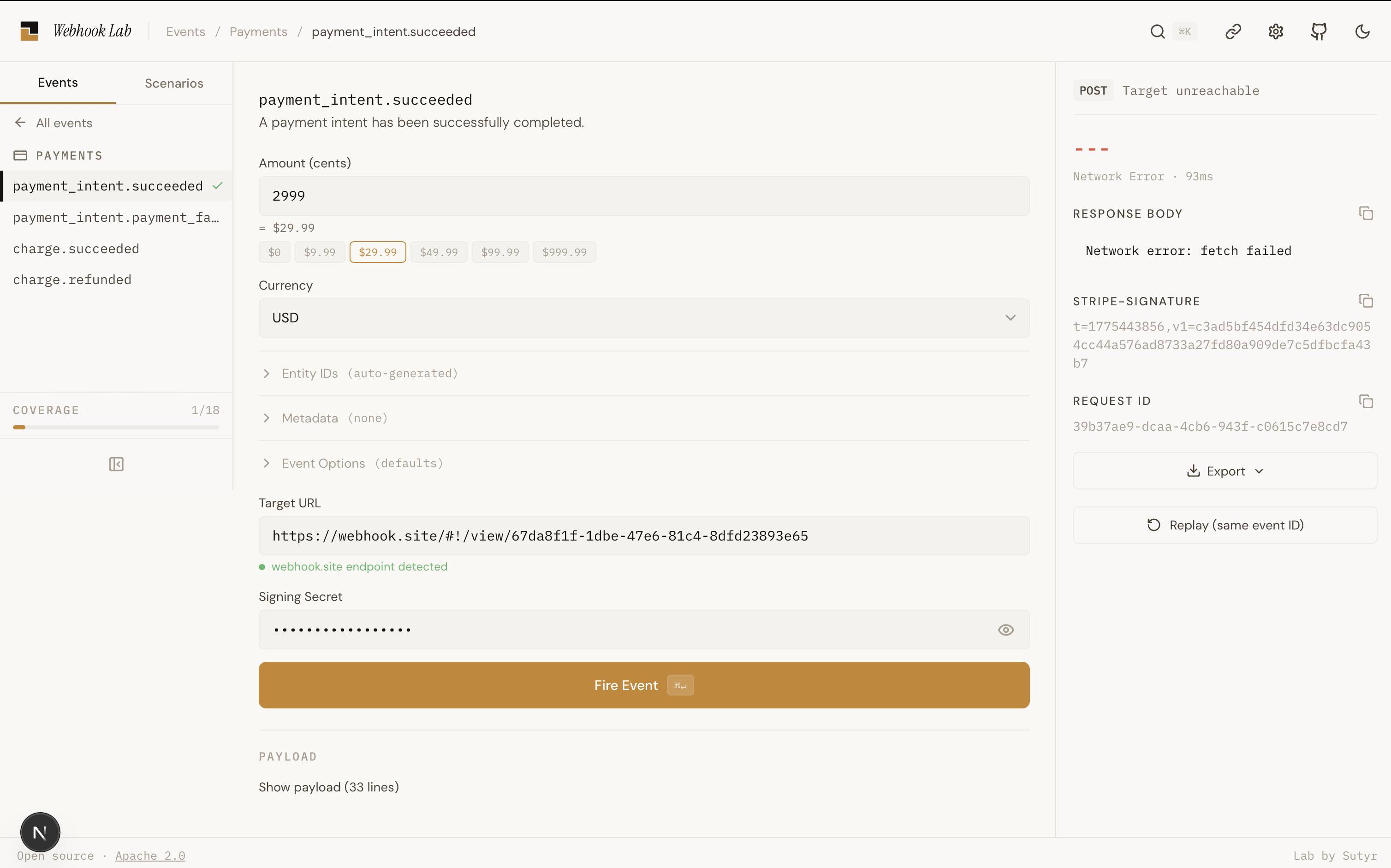 Webhook Lab — after firing